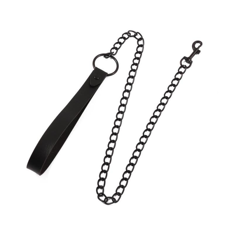 Black Spiked Heart Choker with Leash – BDSM Collar Set