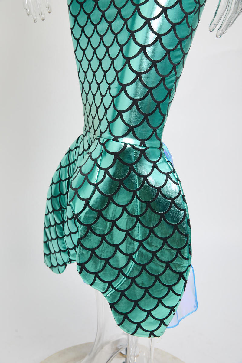 Sexy Mermaid Costume – 3 Piece Set with Shell Top & Sequin Tail Skirt