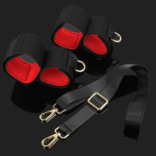 Sexy Bondage Leg & Wrist Strap Restraint Set – Adjustable SM Cuffs for Couples