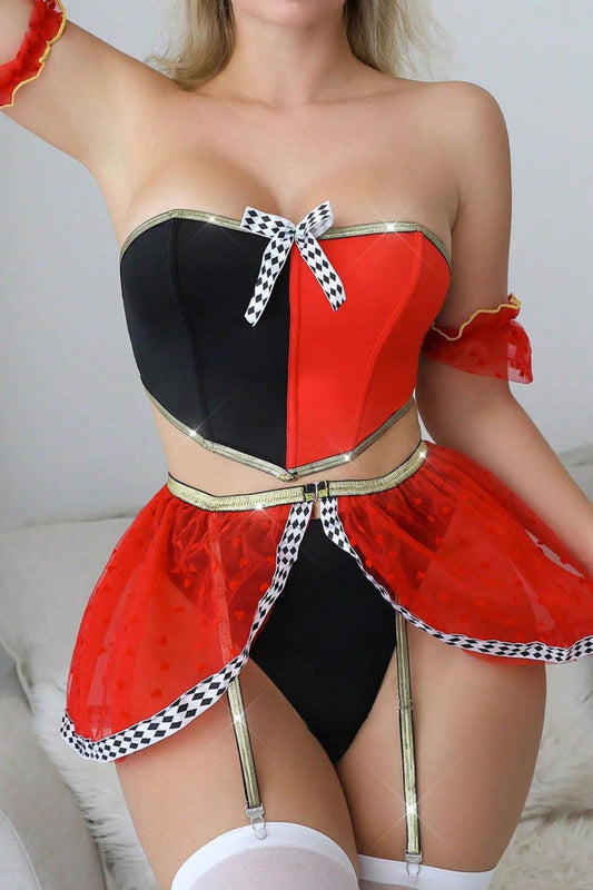 Sexy Joker Lingerie Set – Red & Black Harley Fantasy Costume