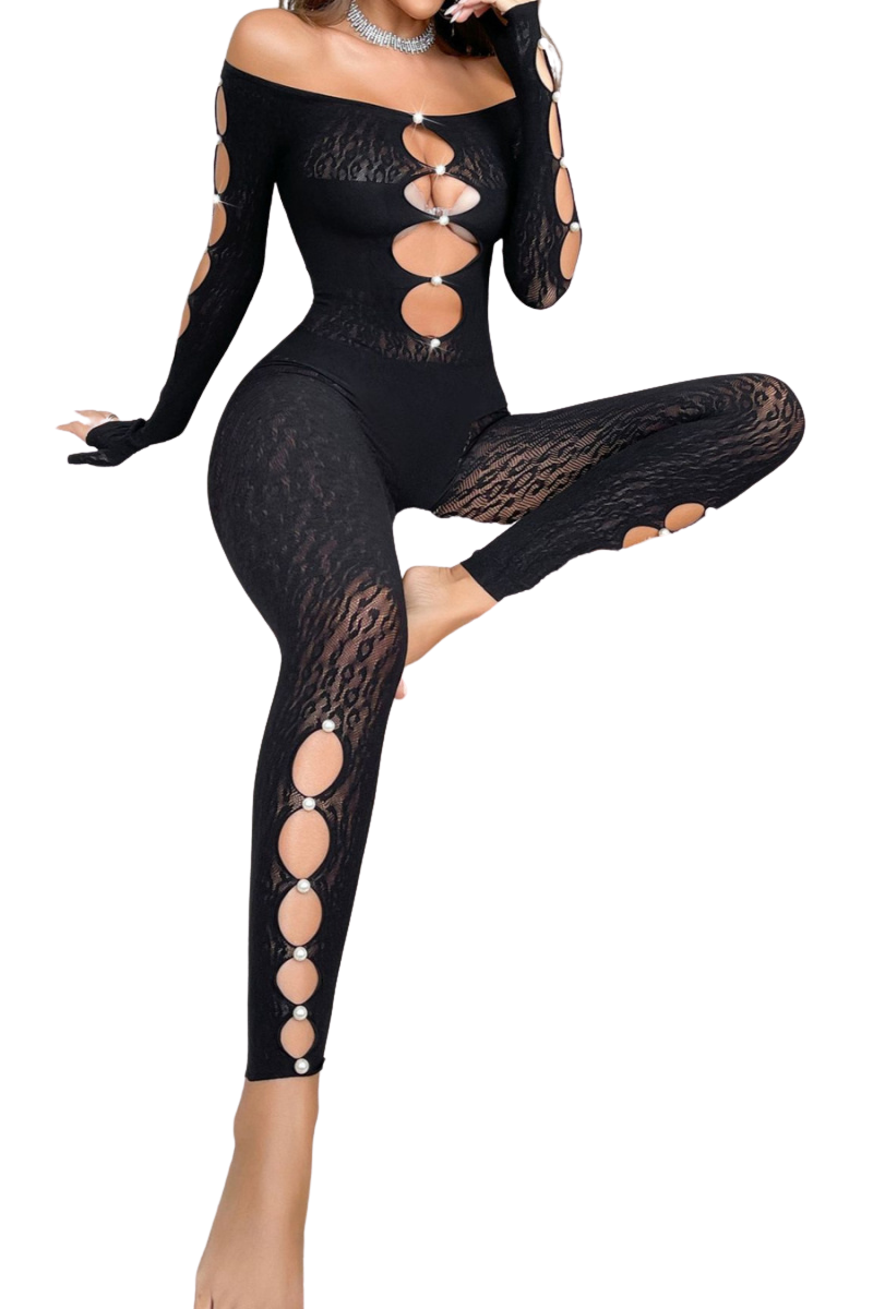 Eiza Jumpsuit ~ Black Cutout Rhinestone Jumpsuit ~ Fierce, Flashy & Fabulous