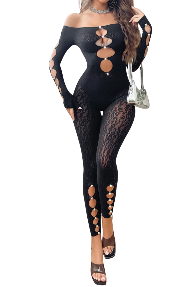 Eiza Jumpsuit ~ Black Cutout Rhinestone Jumpsuit ~ Fierce, Flashy & Fabulous