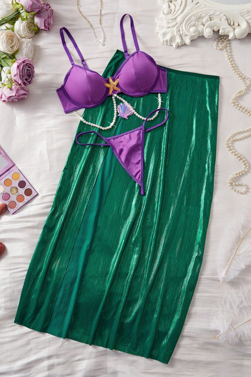 Mermaid Fantasy Lingerie Set – 3 Pieces